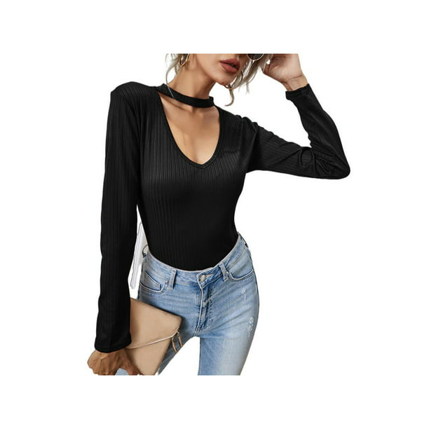 Womens Long Sleeve Blouse Tee Ladies Plain Casual Pullover Slim Fit Tops T-Shirt